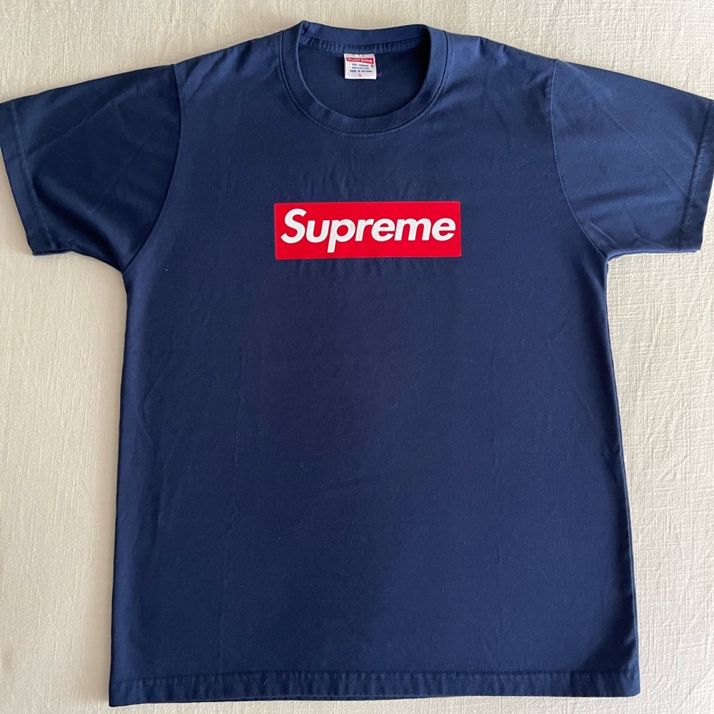 Supreme Box Logo T-Shirt in Navy-20th Anniversary